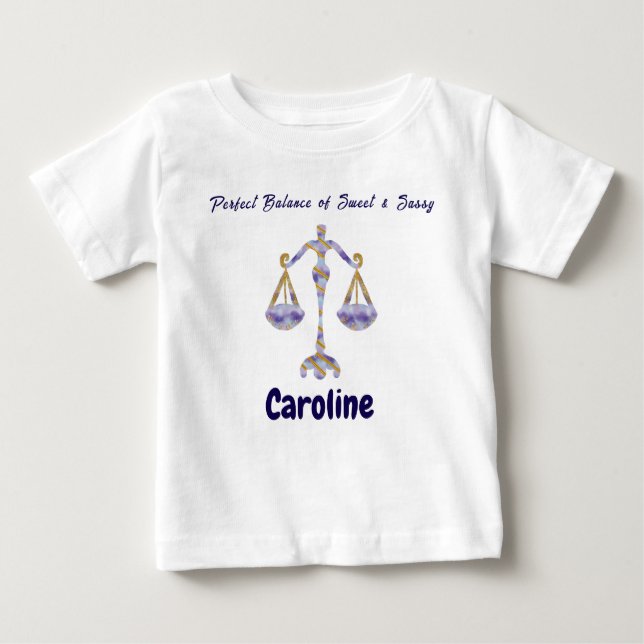 T-shirt Pour Bébé Personalized Libra “Sweet & Sassy” Toddler Art (Devant)