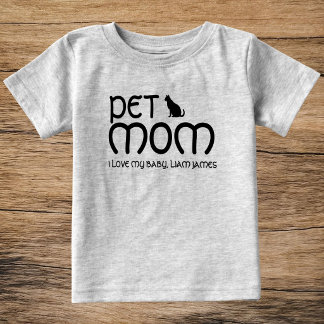 T-shirt Pour Bébé Personalized Pet Lover Cat Mom Mother's Day Baby
