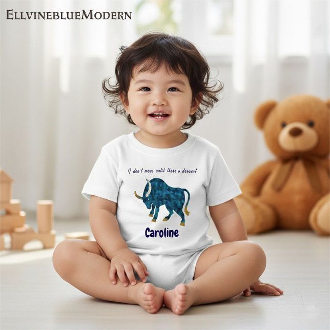 T-shirt Pour Bébé Personalized Taurus Gourmet & Grounded Toddler Art (Créateur téléchargé)
