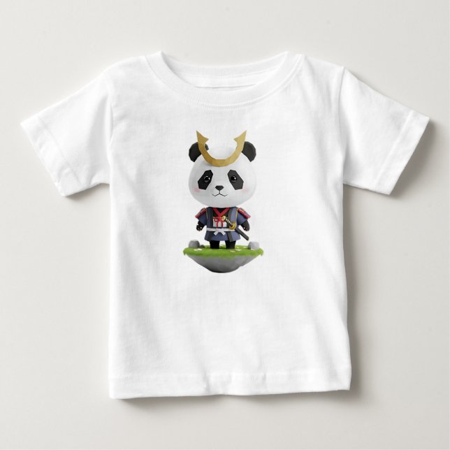 T-shirt Pour Bébé Personnage 3D Chibi Samouraï Panda (Devant)