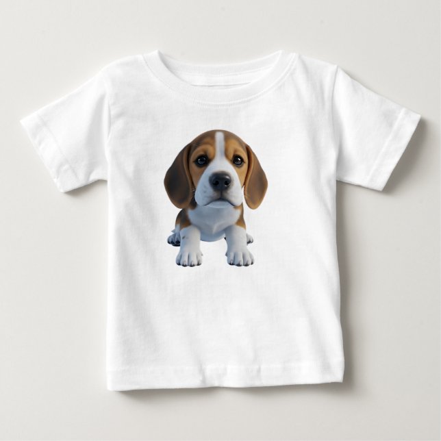T-shirt Pour Bébé Personnage de chiot Beagle 3D mignon (Devant)