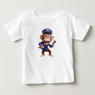 T-shirt Pour Bébé Personnage de pilote singe en uniforme de capitain