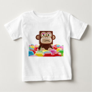 T-shirt Pour Bébé Personnage de singe carré triste 3D avec de la gel
