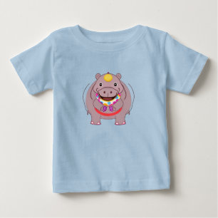 T-shirt Pour Bébé Personnage d'hippopotame heureux avec décorations