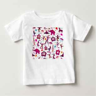 T-shirt Pour Bébé personnages de cirque coloré sur blanc