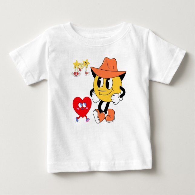 T-shirt Pour Bébé Personnages de dessins animés rétro : Cowboy Smile (Devant)