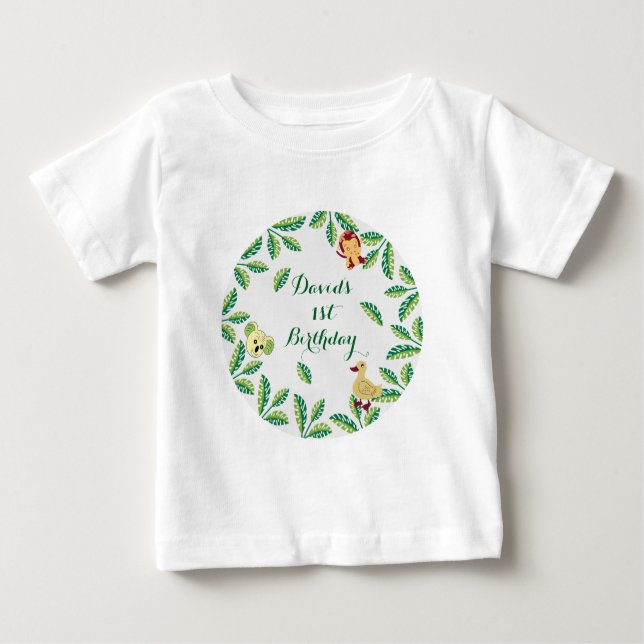 T-shirt Pour Bébé Personnalisable Safari fête d'anniversaire (Devant)