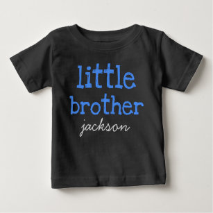 T-shirt Pour Bébé Personnalisé Ajouter un nom Texte bleu Petit frère