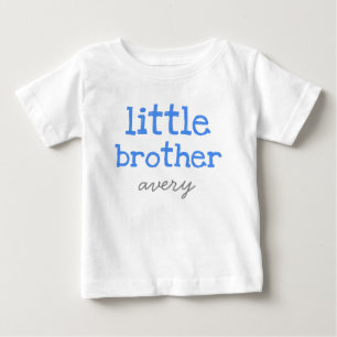 T-shirt Pour Bébé Personnalisé Ajouter un nom Texte bleu Petit frère