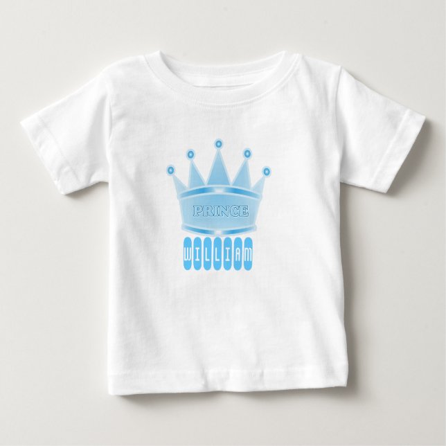 T-shirt Pour Bébé Personnalisé Blue Prince Crown Baby Boy Cadeau (Devant)