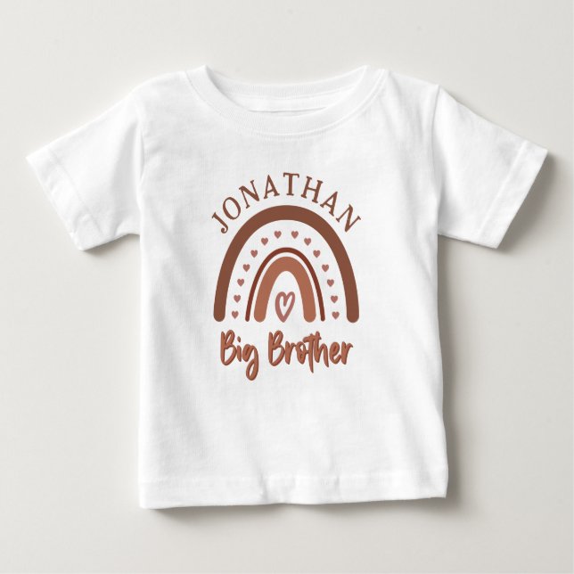 T-shirt Pour Bébé Personnalisé Boho Big Brother Rainbow Matching Sib (Devant)