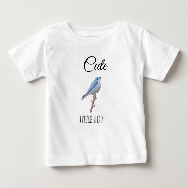 T-shirt Pour Bébé Personnalisé Cute Little Blue Bird Design (Devant)