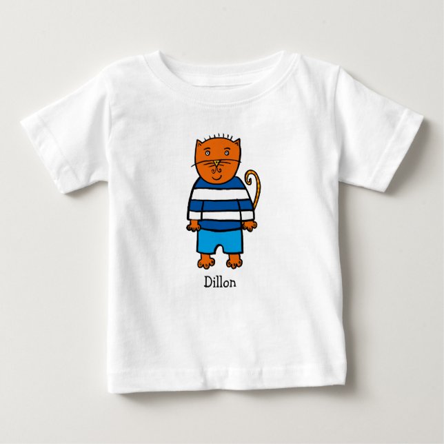 T-shirt Pour Bébé Personnalisé Dillon le chat (Devant)