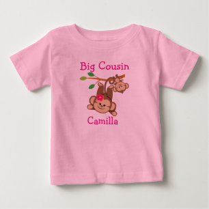 T-shirt Pour Bébé Personnalisé Garçon, Fille Singes Big Cousin