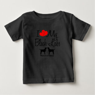 T-shirt Pour Bébé Personnalisé J'aime mes deux Black Labs