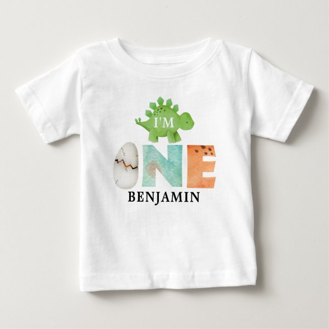 T-shirt Pour Bébé Personnalisé Je suis UN Dinosaure premier annivers (Devant)