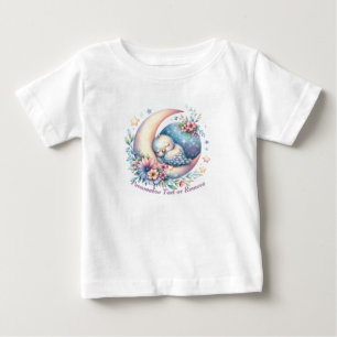 T-shirt Pour Bébé Personnalisé mignon bébé oiseau dormant sur la lun