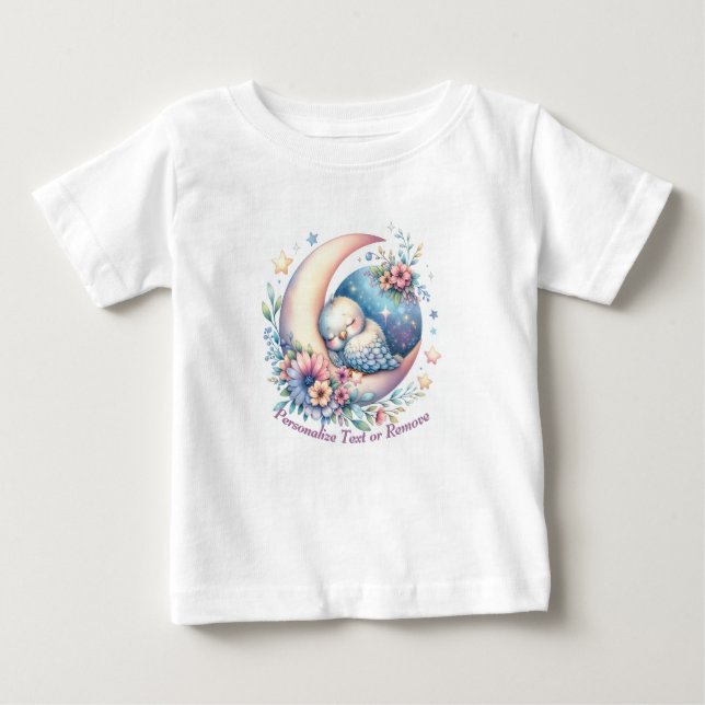 T-shirt Pour Bébé Personnalisé mignon bébé oiseau dormant sur la lun