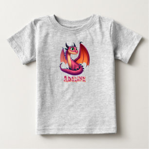 T-shirt Pour Bébé Personnalisé mignon violet/rouge dragon de dessin