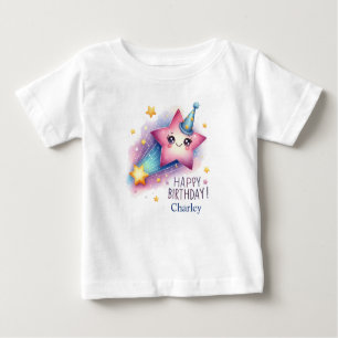 T-shirt Pour Bébé Personnalisé Nom "Joyeux anniversaire" Star T-Shir