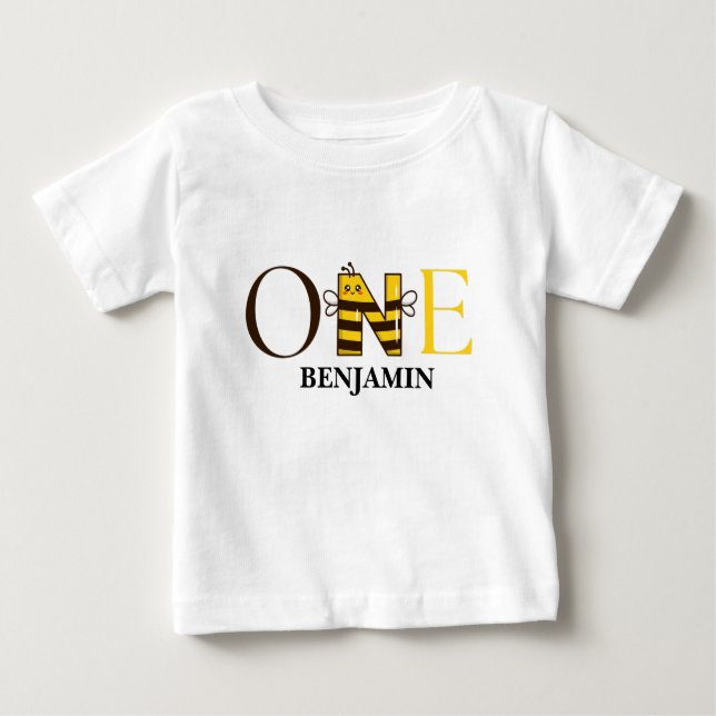 T-shirt Pour Bébé Personnalisé One Bee 1er Anniversaire (Devant)
