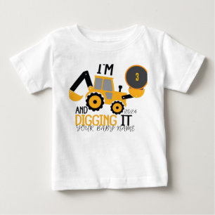 T-shirt Pour Bébé Personnalisé Trois 3e Anniversaire Construction