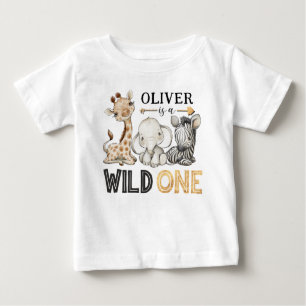 T-shirt Pour Bébé Personnalisé WILD ONE Safari premier anniversaire