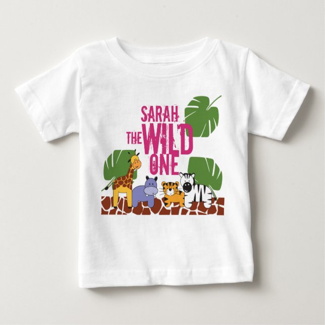 T-shirt Pour Bébé Personnalisé WILI ONE Safari Premier anniversaire  (Devant)