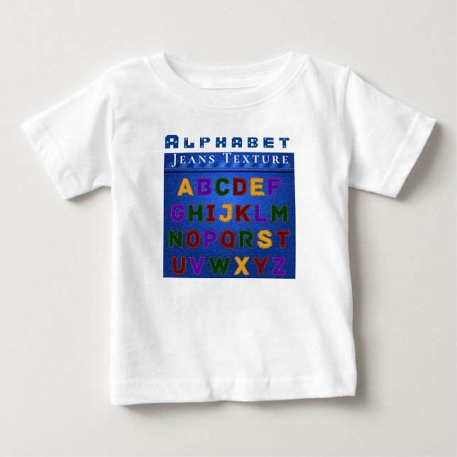 T-shirt Pour Bébé Personnaliser Alphabet Motif Jeans Texture (Devant)