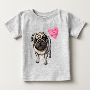 T-shirt Pour Bébé Personnaliser Amour Mon Pug Chien Animal