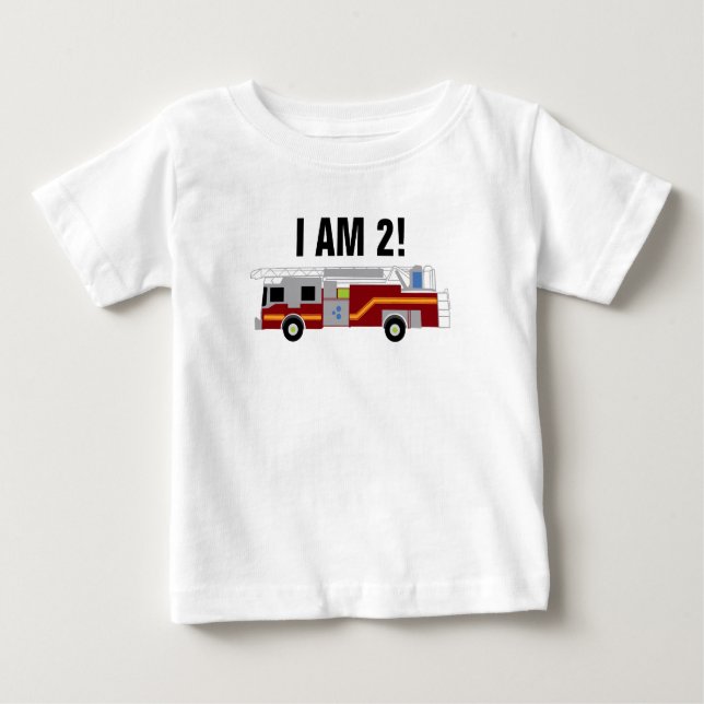 T-shirt Pour Bébé Personnaliser Firetruck I am 2 Baby Bodysuit (Devant)