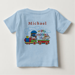 T-shirt Pour Bébé Personnaliser Journée Enfants Heureux Rouge Bleu J