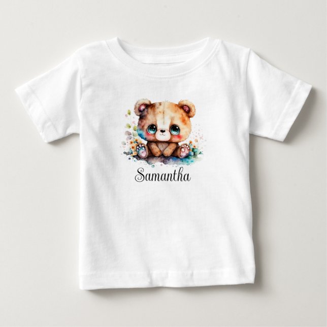 T-shirt Pour Bébé Personnaliser la chambre d'enfants Ours ourson aqu (Devant)