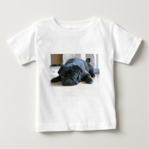 T-shirt Pour Bébé Personnaliser le Carlin noir mignon Nom d'accessoi