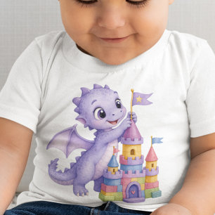 T-shirt Pour Bébé Personnaliser le château de jouets bébé dragon lav