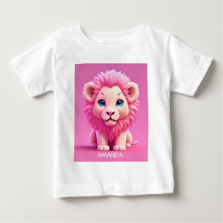 T-shirt Pour Bébé Personnaliser le lion de bébé rose