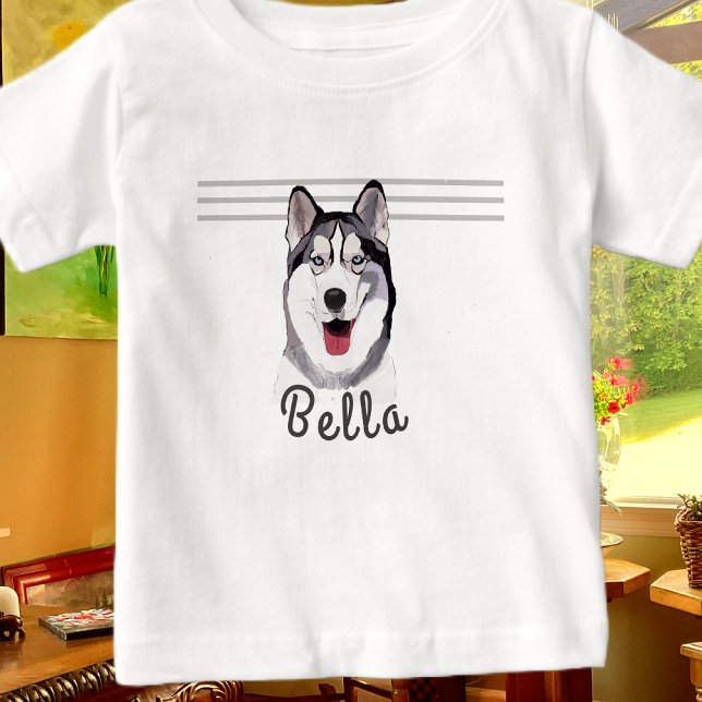 T-shirt Pour Bébé Personnaliser le message Siberian Husky Baby (Créateur téléchargé)