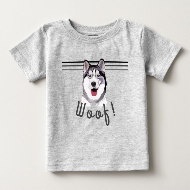 T-shirt Pour Bébé Personnaliser le message Siberian Husky Baby T-Shi (Devant)