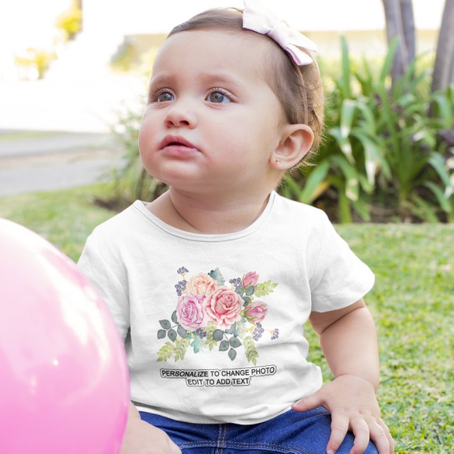 T-shirt Pour Bébé Personnaliser l'oeuvre photo Ajouter un slogan tex (Custom Personalize Photo Artwork Add Text Slogan Baby T-Shirt)