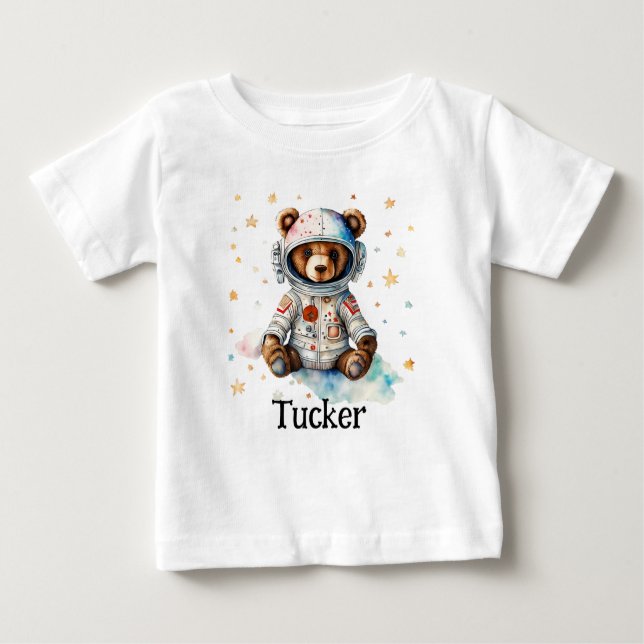 T-shirt Pour Bébé Personnaliser vêtements enfant Astronaute Ours (Devant)