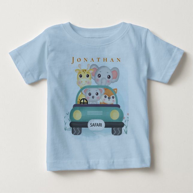 T-shirt Pour Bébé Personnalisez Animaux de Safari Mignons Prennent L (Devant)