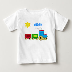 T-SHIRT POUR BÉBÉ PERSONNALISEZ AVEC LE TRAIN MIGNON NOMMÉ SHIR DE