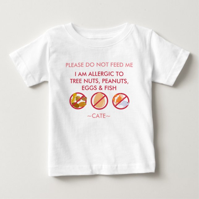 T-shirt Pour Bébé Personnalisez l'enfant d'allergie d'oeuf-noix et (Devant)