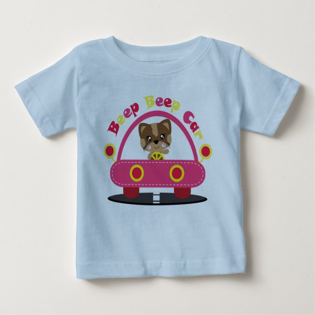 T-shirt Pour Bébé Personnalisez les phares lumineux Bip Bip Attentio (Devant)