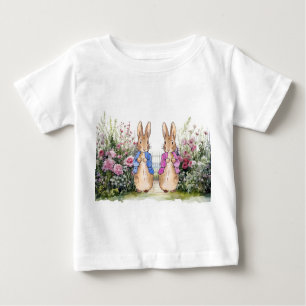 T-shirt Pour Bébé Peter et Flopsy dans leur jardin