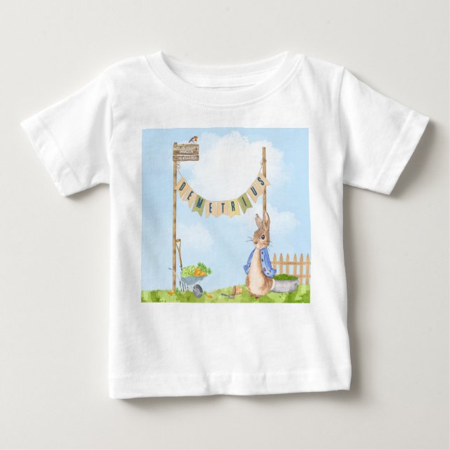 T-shirt Pour Bébé Peter le lapin Anniversaire Jardin Fête (Devant)
