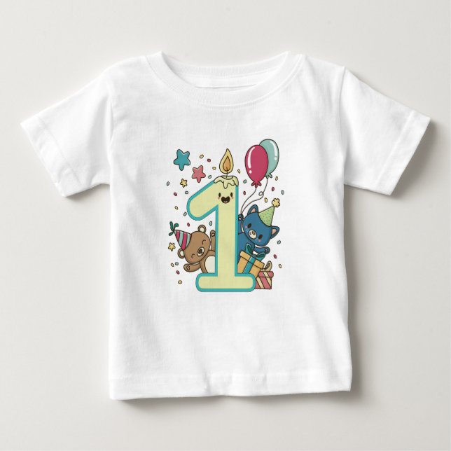 T-shirt Pour Bébé Peter Rabbit | Premier anniversaire du garçon avec (Devant)