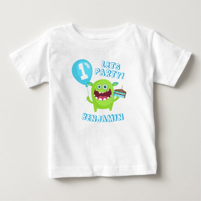T-shirt Pour Bébé Petit anniversaire de monstre (Devant)