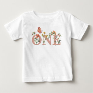 T-shirt Pour Bébé Petit anniversaire Fleur sauvage aquarelle 1 an 