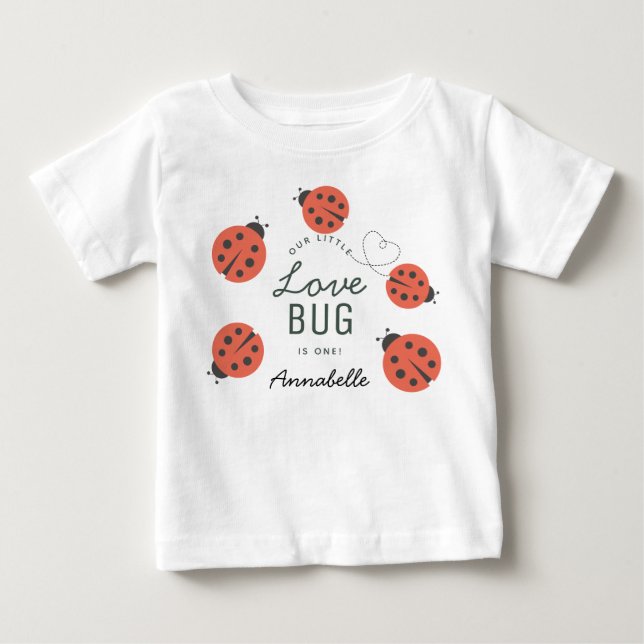 T-shirt Pour Bébé Petit Bug Amour Ladybug Rouge Anniversaire (Devant)